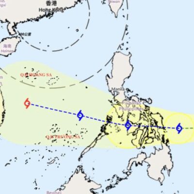 Taifun über Vietnam und den Philippinen.